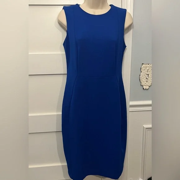 Calvin Klein Women's Solid Sleeveless Sheath Dress - Blue - 6